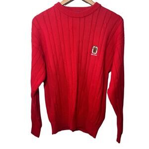 LA MODE Sweater VTG Mens Red OSU Preppy Cable Knit Collegiate Knit Pullover S